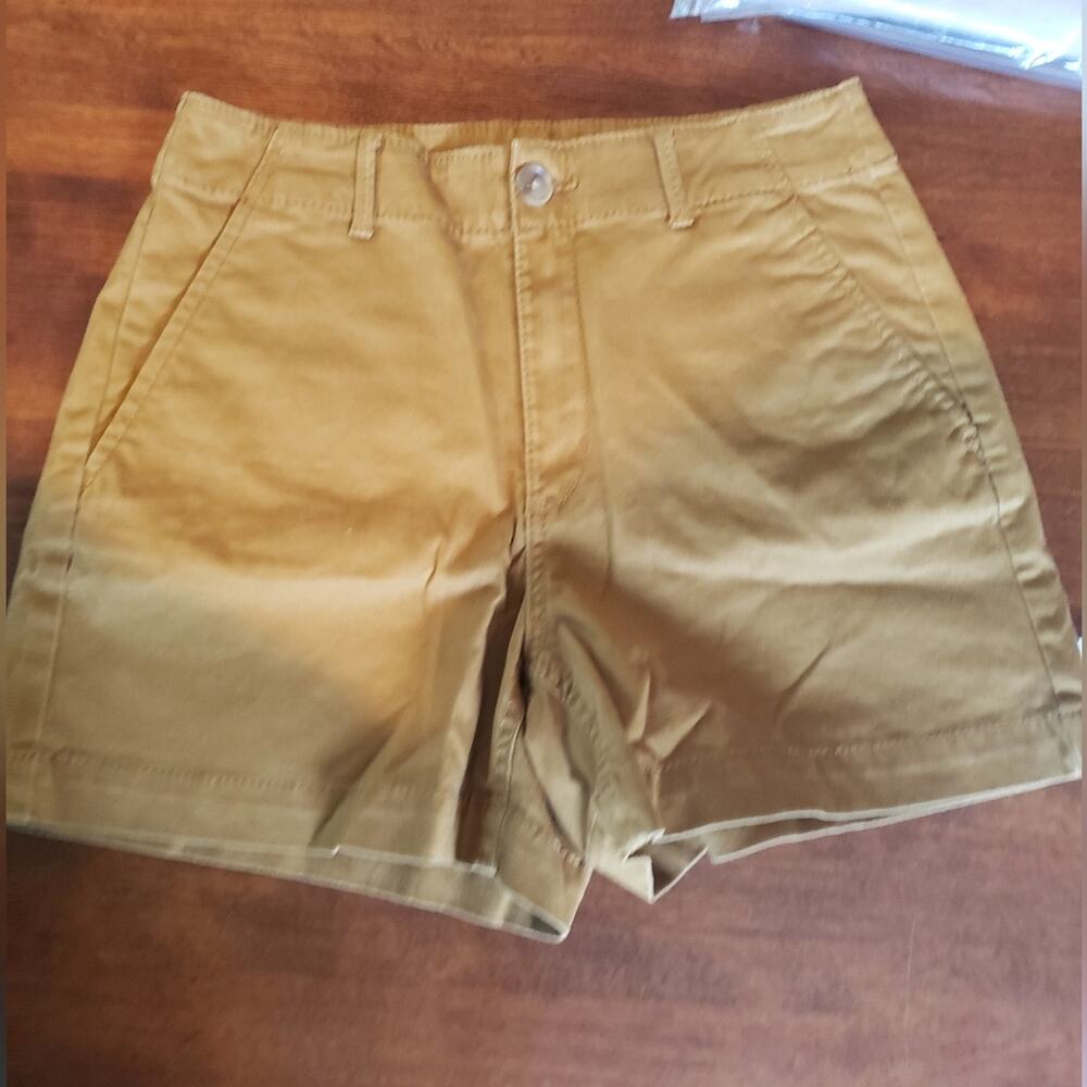 LOFT Womens Mustard Yellow Stretch‎ Cotton Chino Shorts Size 2